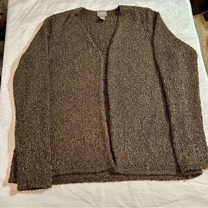 Chicos woman’s cardigan brown/metalliclic gold size 1 or size smalll 8/10
